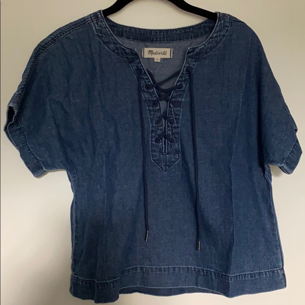 Madewell Denim Lace Up Blouse